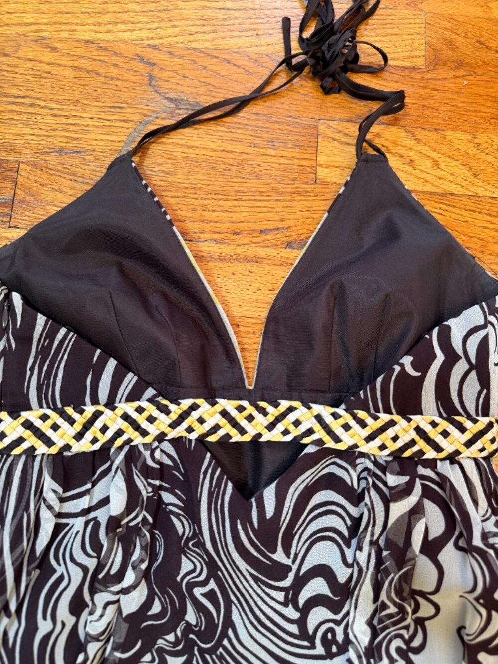 Vintage Y2K Laundry by Shelli Segal Silk Abstract Halter Dress Size 0 - Picture 9 of 16